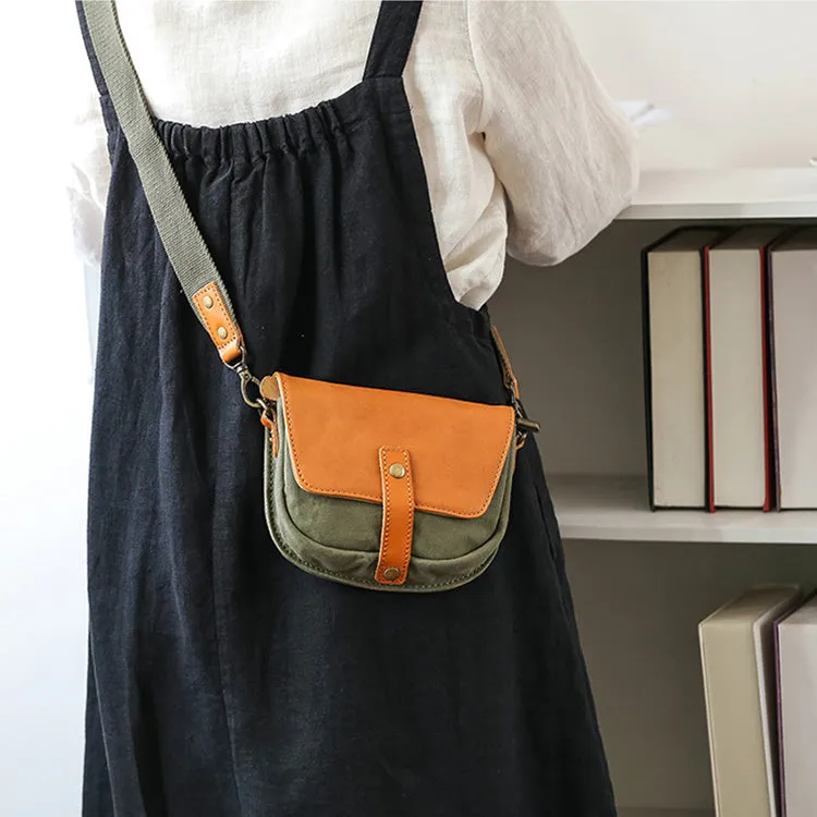 Ladies Green Canvas Bag Canvas And Leather Crossbody Purse For Women