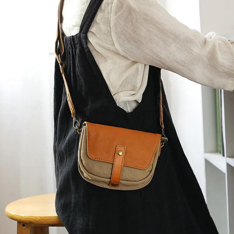 Ladies Green Canvas Bag Canvas And Leather Crossbody Purse For Women