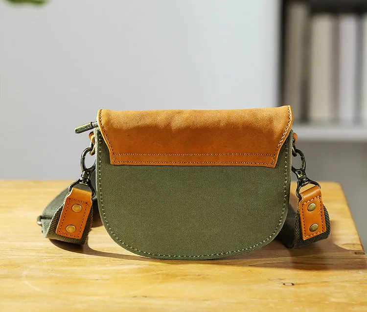 Ladies Green Canvas Bag Canvas And Leather Crossbody Purse For Women