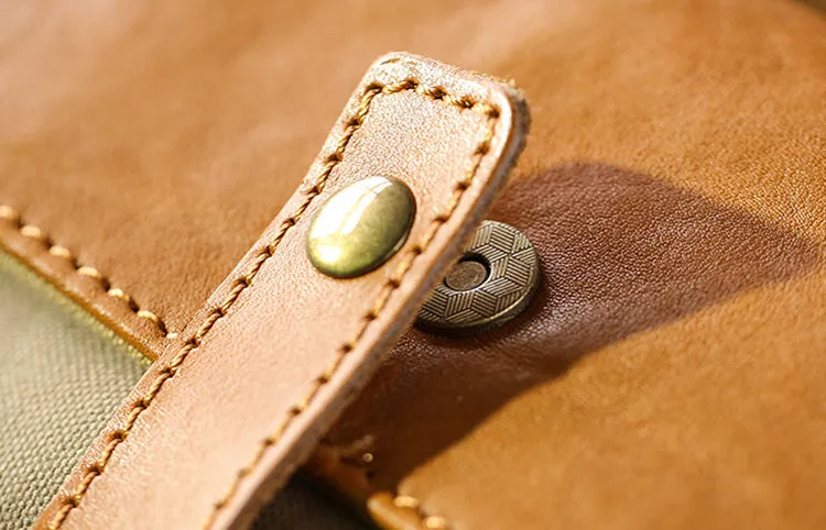 Ladies Green Canvas Bag Canvas And Leather Crossbody Purse For Women