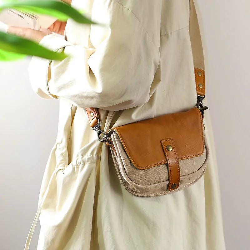 Ladies Green Canvas Bag Canvas And Leather Crossbody Purse For Women