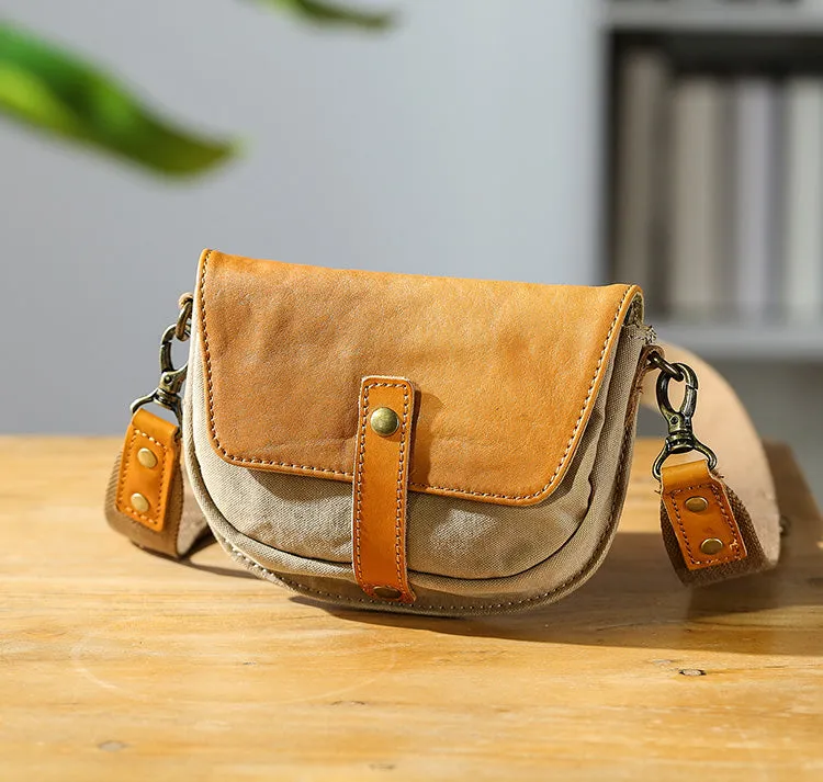 Ladies Green Canvas Bag Canvas And Leather Crossbody Purse For Women