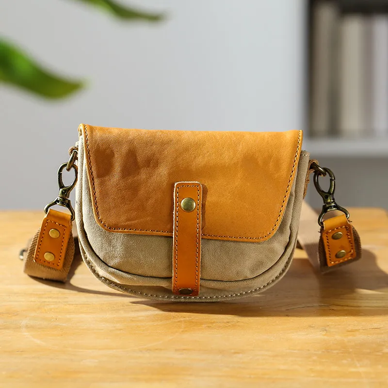 Ladies Green Canvas Bag Canvas And Leather Crossbody Purse For Women