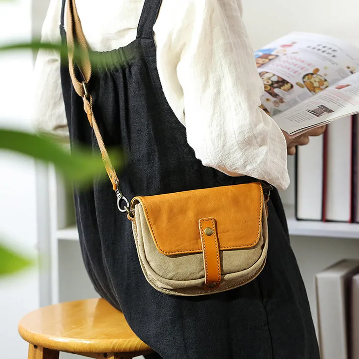 Ladies Green Canvas Bag Canvas And Leather Crossbody Purse For Women