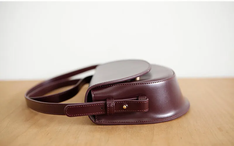 Ladies Small Leather Crossbody Saddle Bag Cross Shoulder Bag For Women