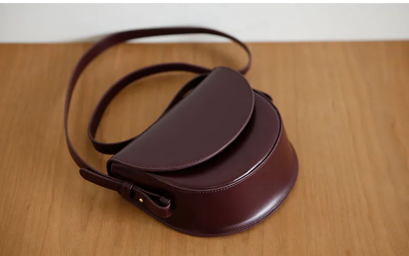 Ladies Small Leather Crossbody Saddle Bag Cross Shoulder Bag For Women