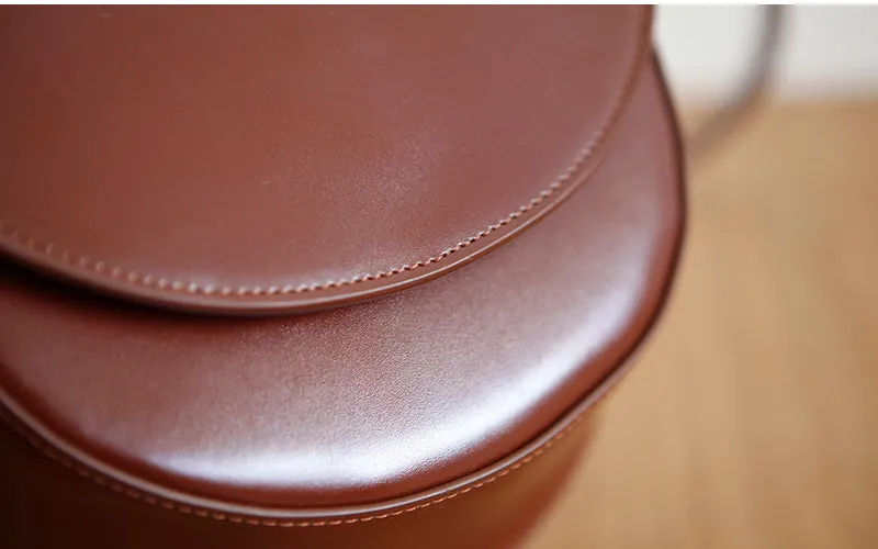 Ladies Small Leather Crossbody Saddle Bag Cross Shoulder Bag For Women