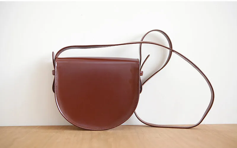 Ladies Small Leather Crossbody Saddle Bag Cross Shoulder Bag For Women