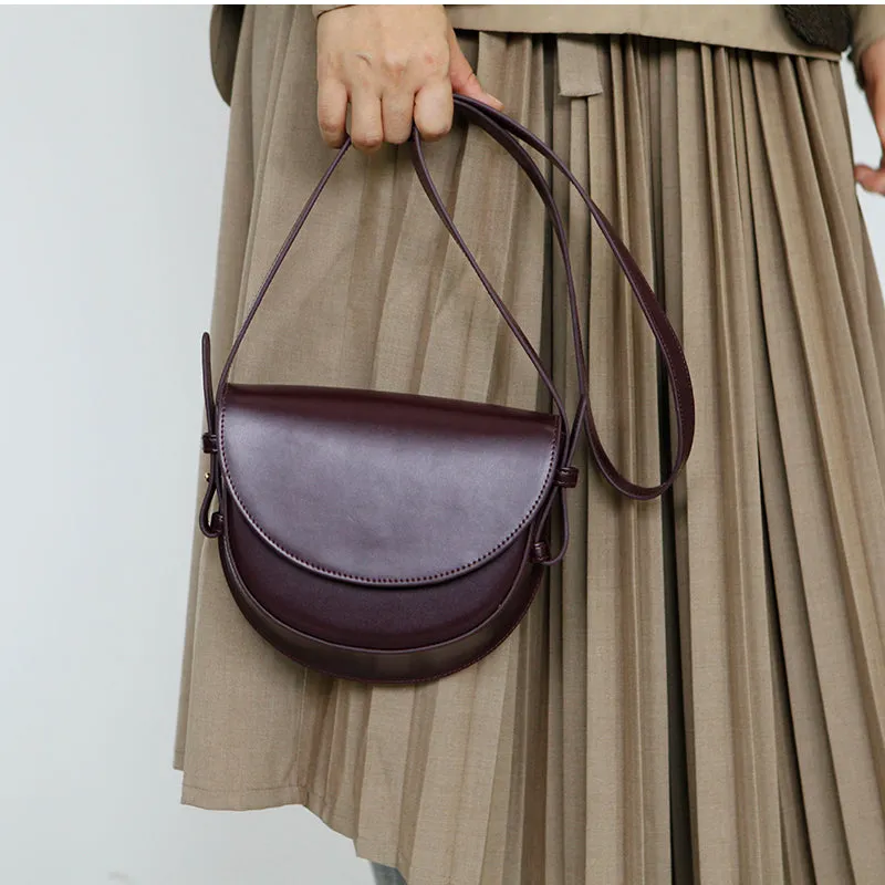 Ladies Small Leather Crossbody Saddle Bag Cross Shoulder Bag For Women