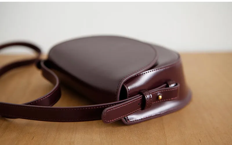 Ladies Small Leather Crossbody Saddle Bag Cross Shoulder Bag For Women