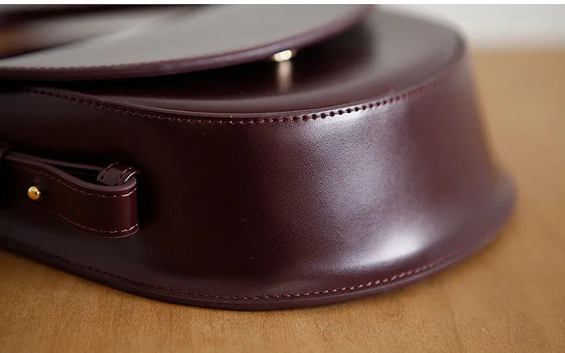 Ladies Small Leather Crossbody Saddle Bag Cross Shoulder Bag For Women