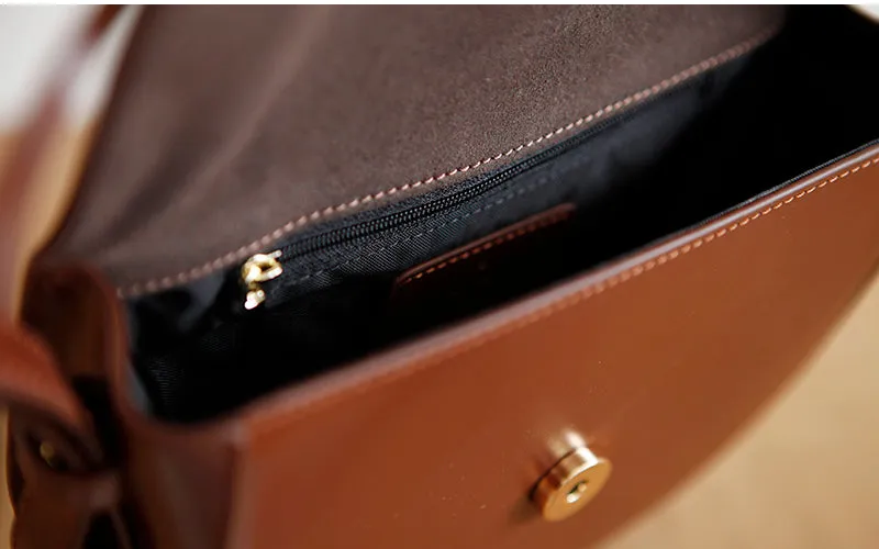 Ladies Small Leather Crossbody Saddle Bag Cross Shoulder Bag For Women