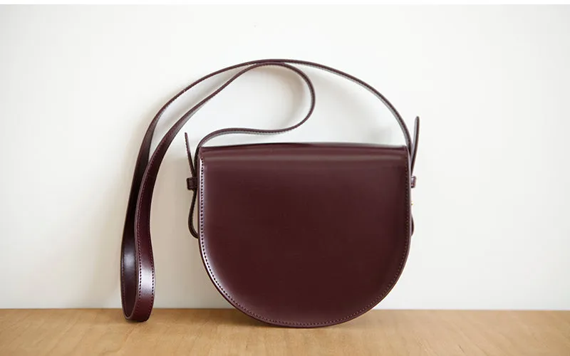 Ladies Small Leather Crossbody Saddle Bag Cross Shoulder Bag For Women
