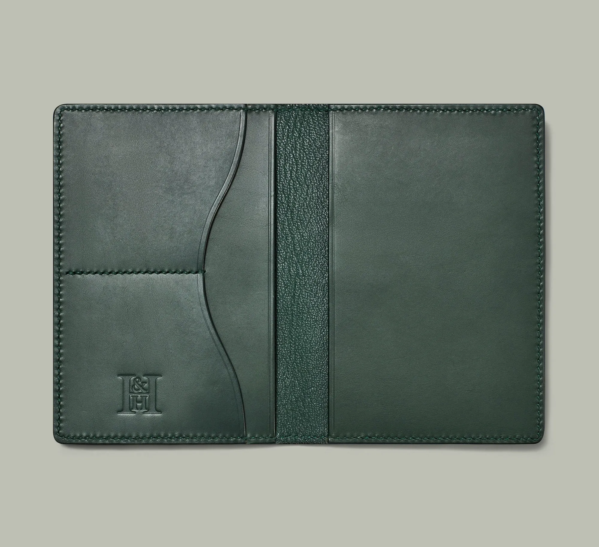 Leather Hand-Stitched Passport Holder [H&H Green]