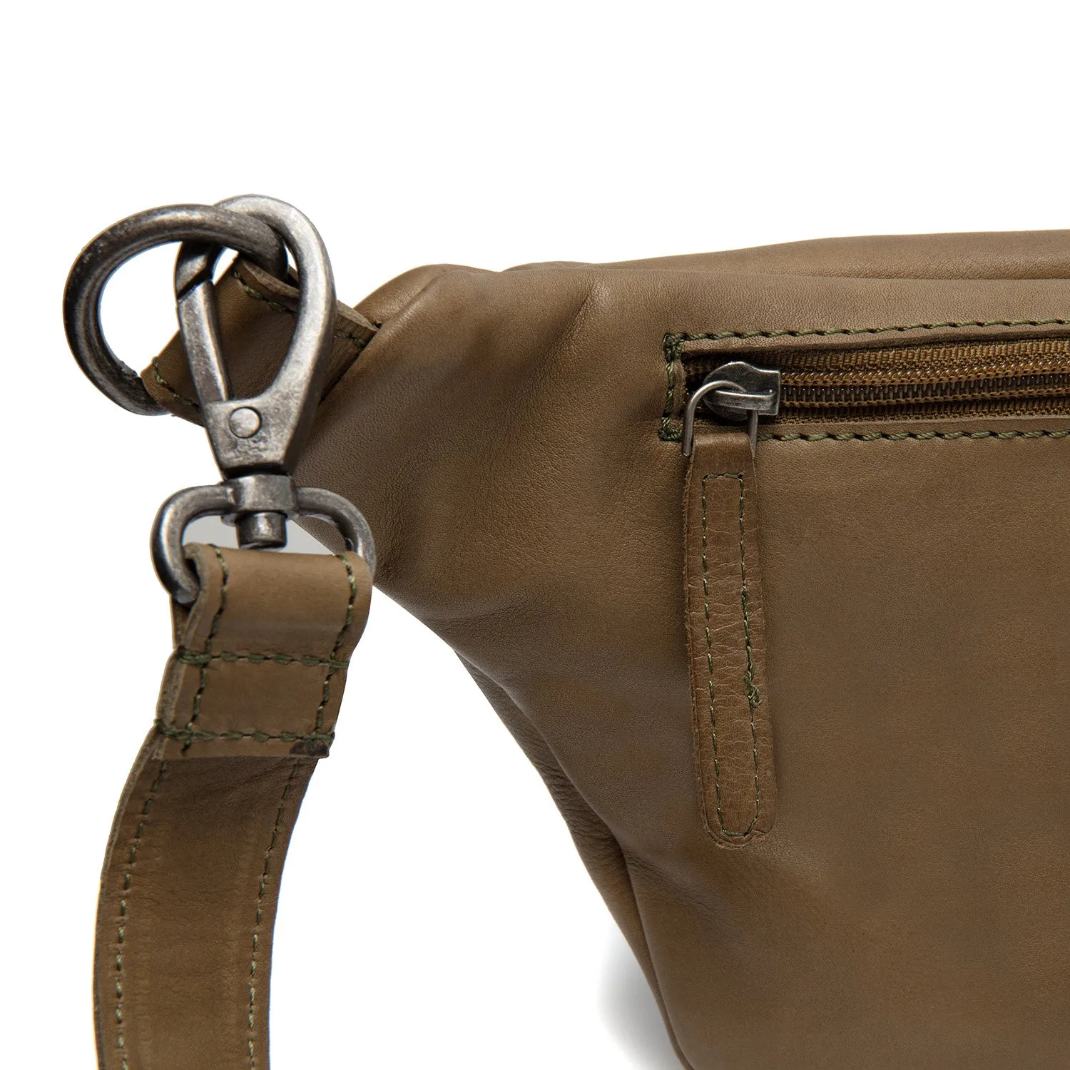 Leather Waist Pack Olive Green Kruger
