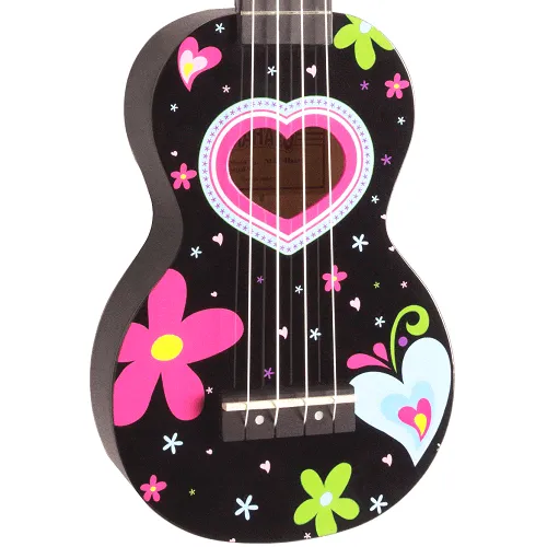 Mahalo MA1HE-BK ART Series Hearts And Flowers Soprano Ukulele