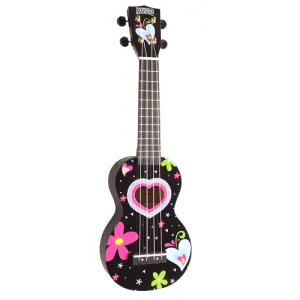 Mahalo MA1HE-BK ART Series Hearts And Flowers Soprano Ukulele