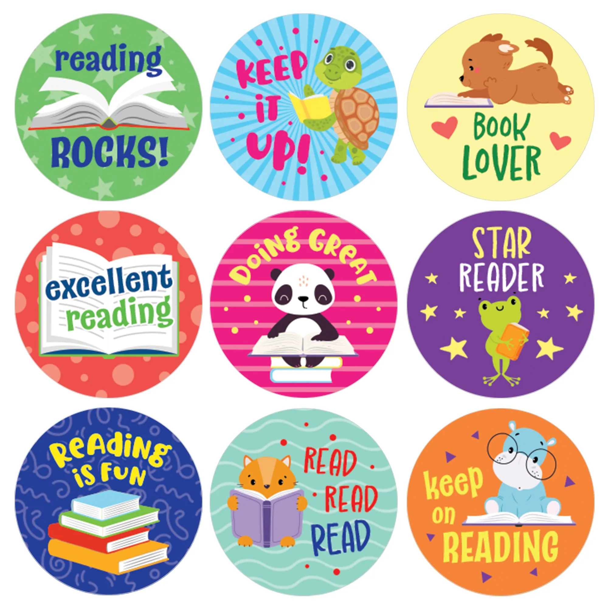 Motivational Teacher Reward Stickers for Students: Reading Rocks (1,080 Stickers)