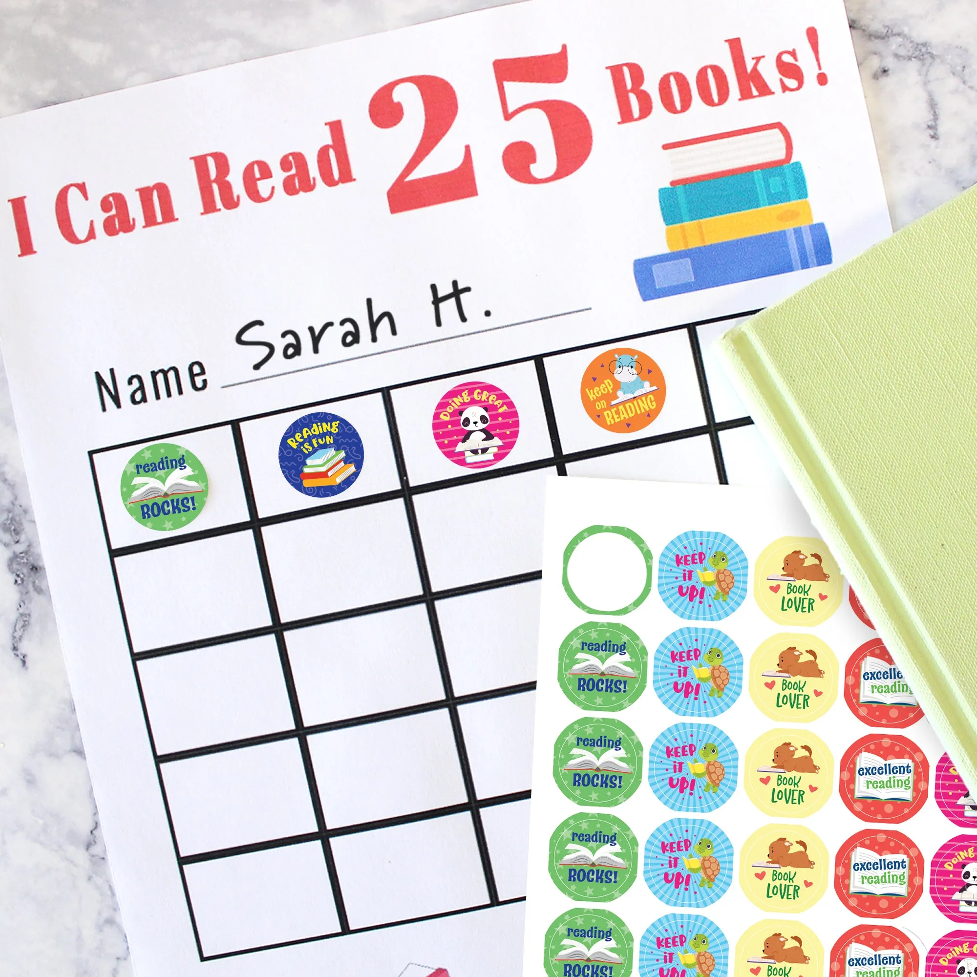 Motivational Teacher Reward Stickers for Students: Reading Rocks (1,080 Stickers)