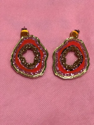 Multi Color Glittery Geodes Earrings by No Basic Bombshell