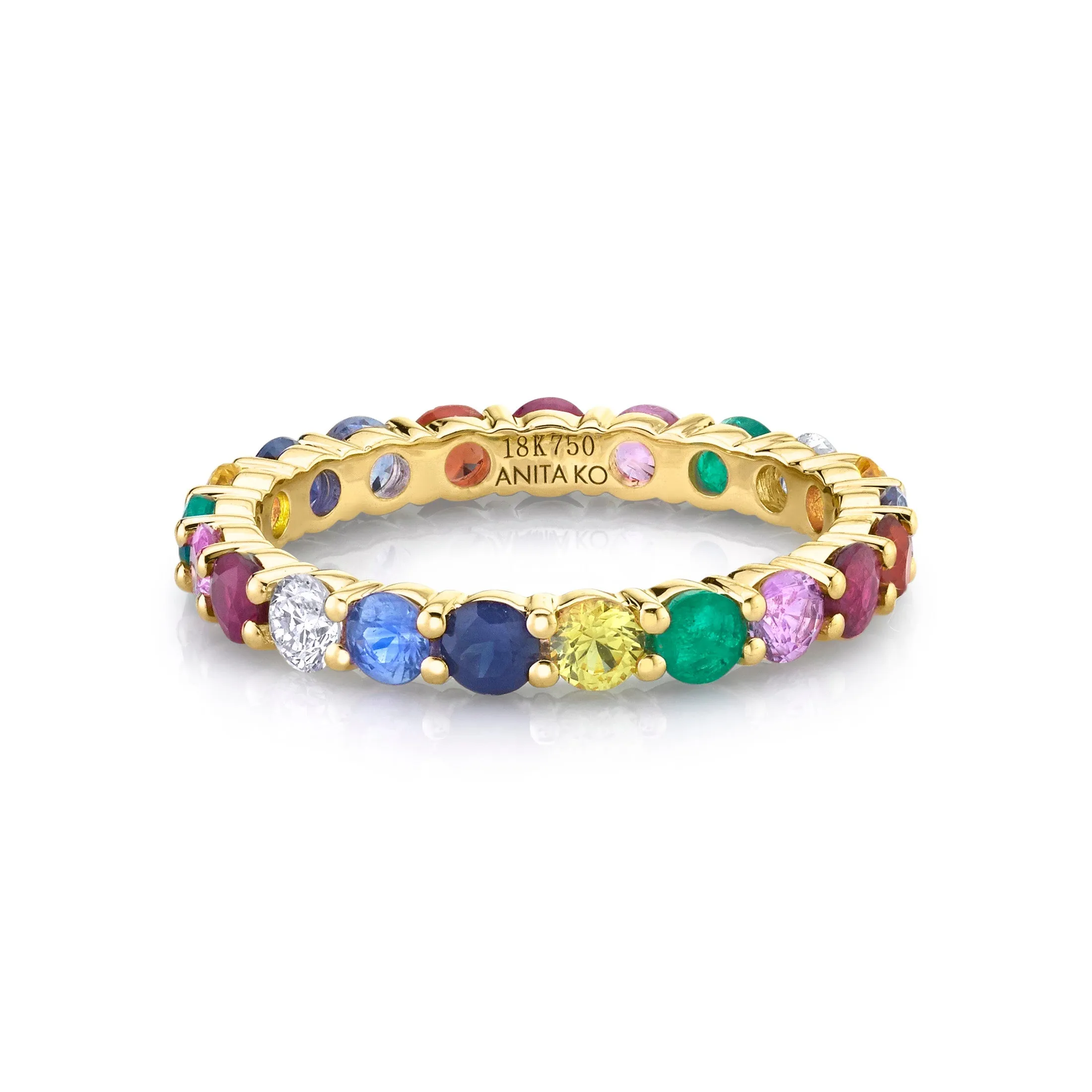 Multi-colored Gemstone And Diamond Eternity Band