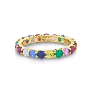Multi-colored Gemstone And Diamond Eternity Band