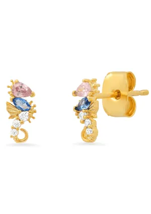 Multi Colored Glass Seahorse Post Earring