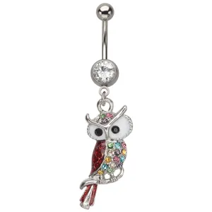 Multi Pastel Gem Owl Belly Ring