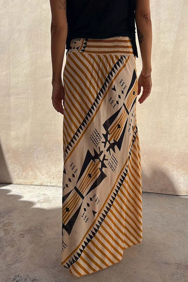 Music Festival Style Prints Skirt   Sleeveless Top 2 Pieces Set