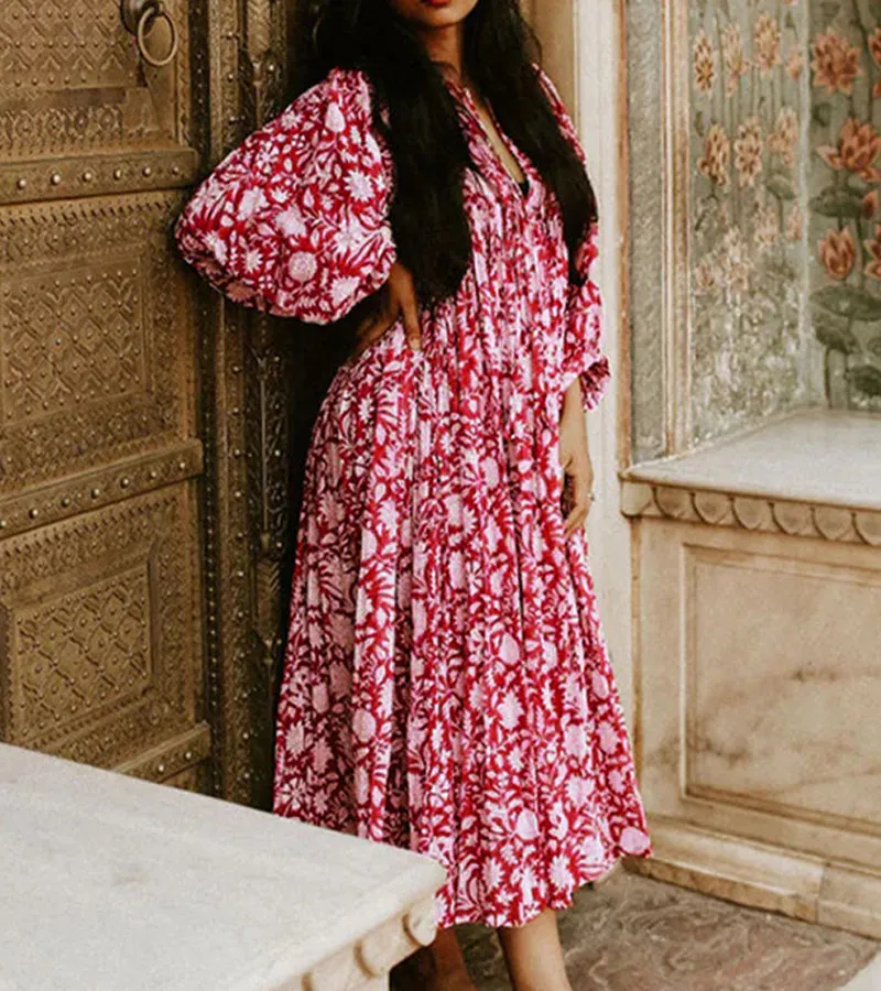 New Floral Loose Casual Summer Rayon Dress