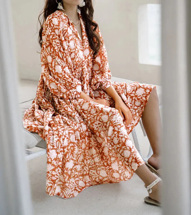 New Floral Loose Casual Summer Rayon Dress