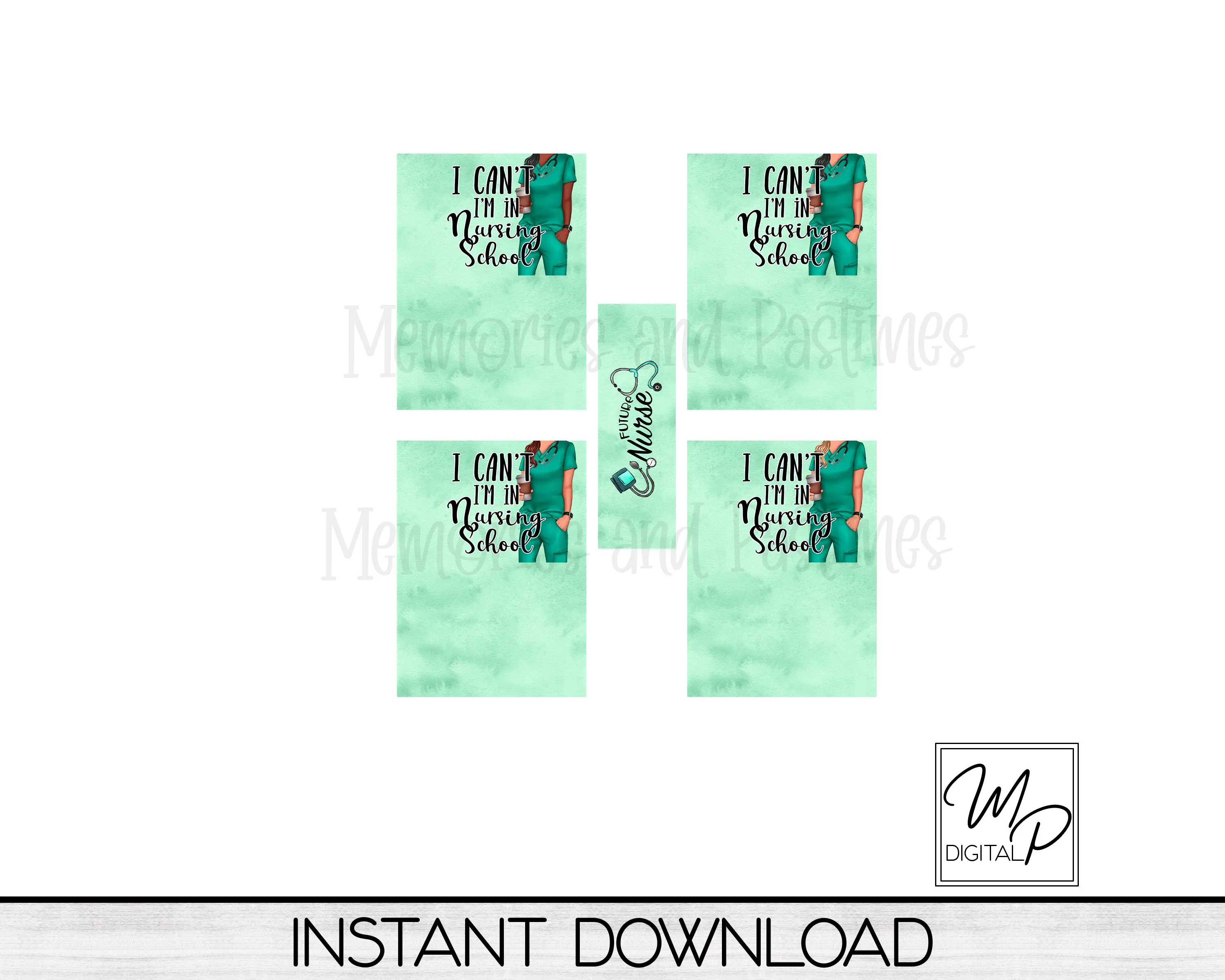 Nursing Student Sticky Notepad Holder and Pen PNG Sublimation Design, Digital Download
