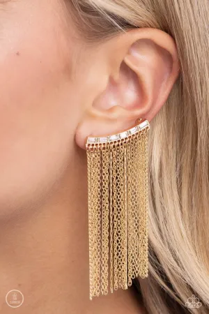 Paparazzi Earring ~ Feuding Fringe - Gold
