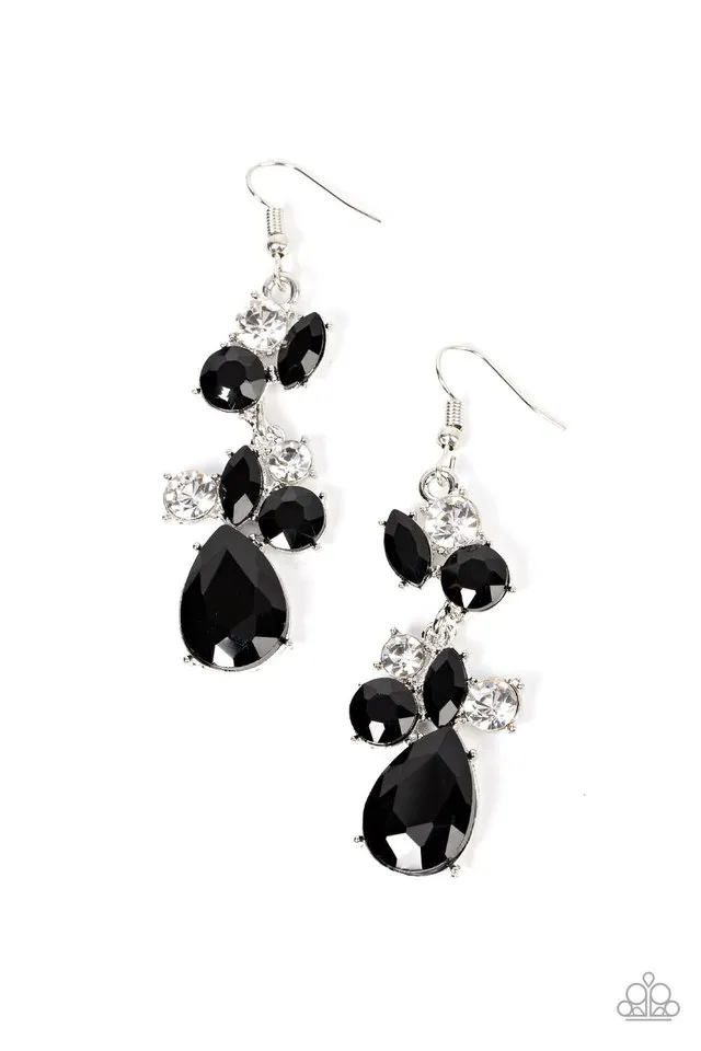 Paparazzi Earring ~ Rhinestone Reveler - Black