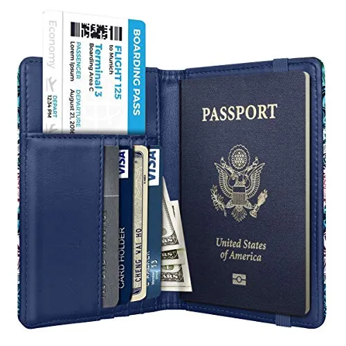 Passport Holder Cover,Traveling Passport Case Cute Navy Blue Passport Wallet for Women,Nebula