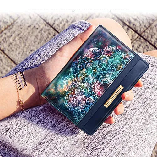 Passport Holder Cover,Traveling Passport Case Cute Navy Blue Passport Wallet for Women,Nebula