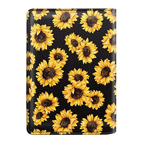 Passport Holder Cover,Traveling Passport Case Cute Passport Wallet for Women,Sunflower