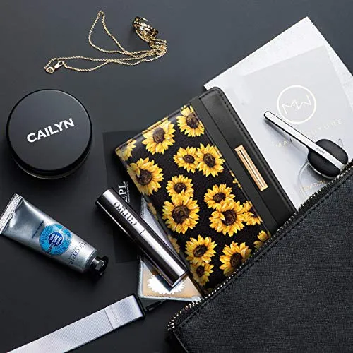 Passport Holder Cover,Traveling Passport Case Cute Passport Wallet for Women,Sunflower