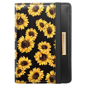 Passport Holder Cover,Traveling Passport Case Cute Passport Wallet for Women,Sunflower