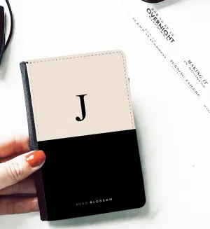 Personalised Passport Holder | Black   Vanilla Colourblock