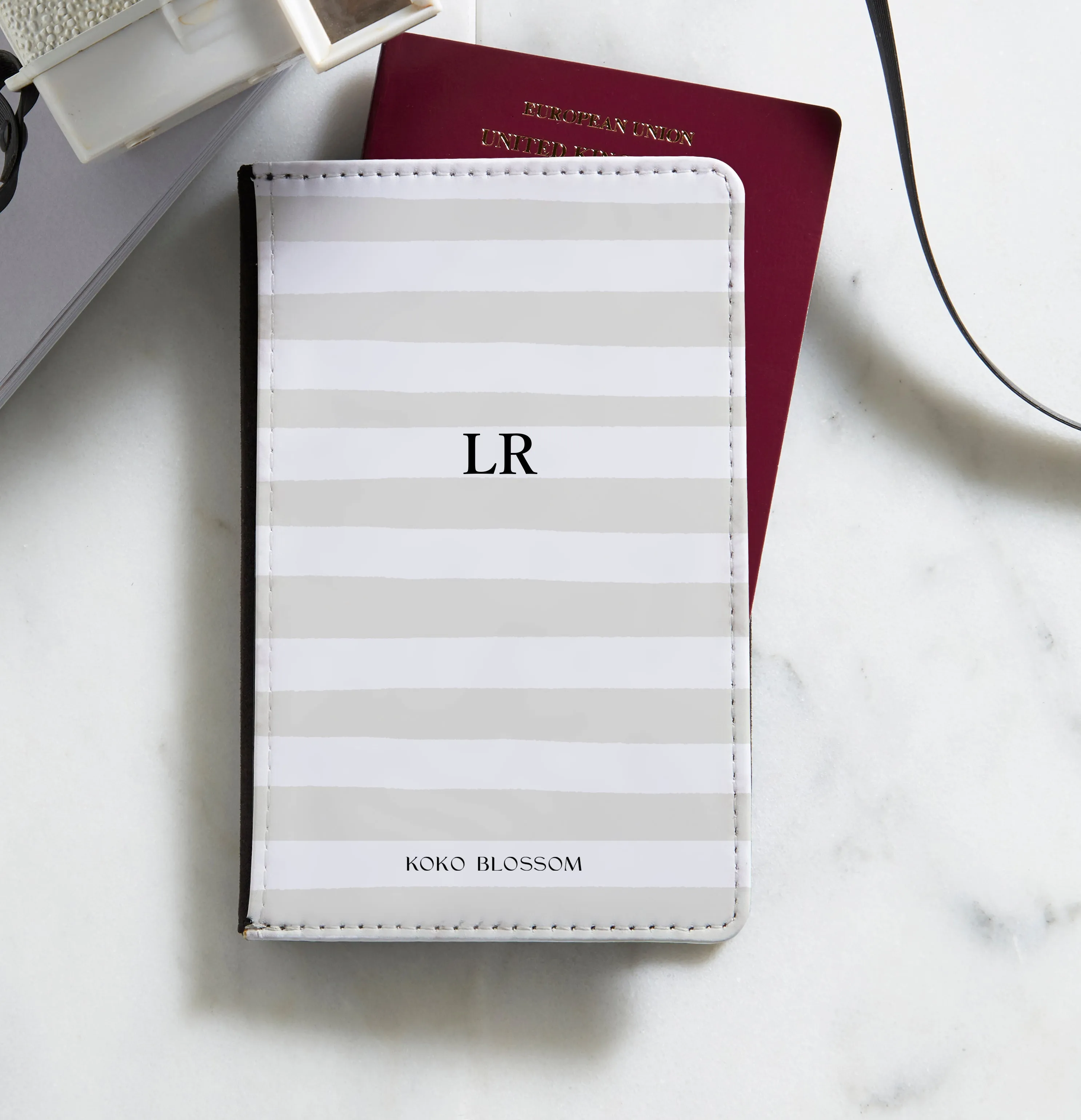 Personalised Passport Holder | Sorrento Stripe in Vanilla