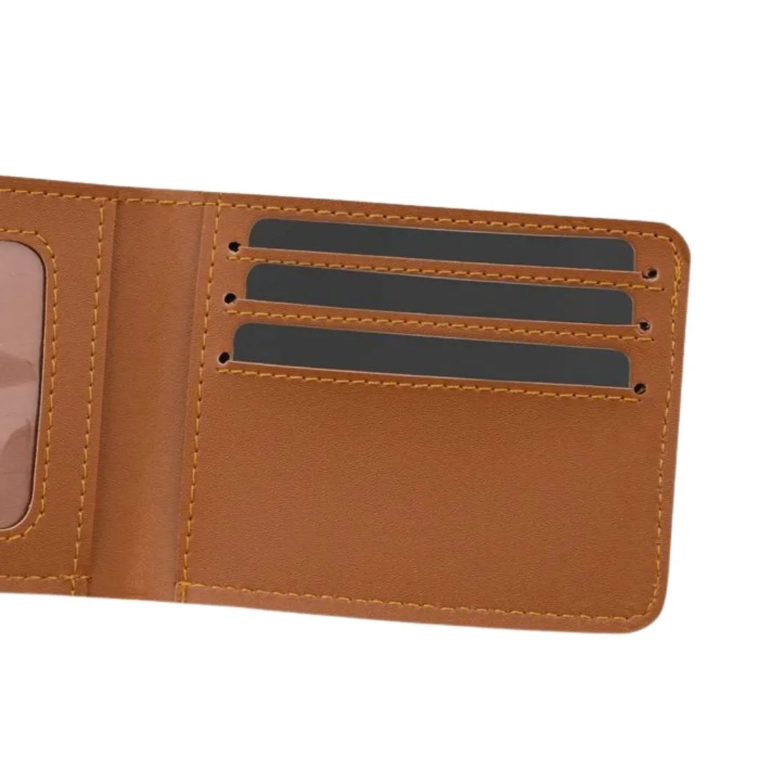 Personalized Vegan Leather Wallet with Mr. Charm - Tan