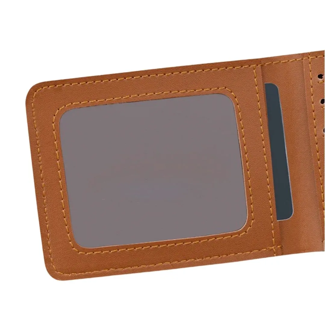 Personalized Vegan Leather Wallet with Mr. Charm - Tan