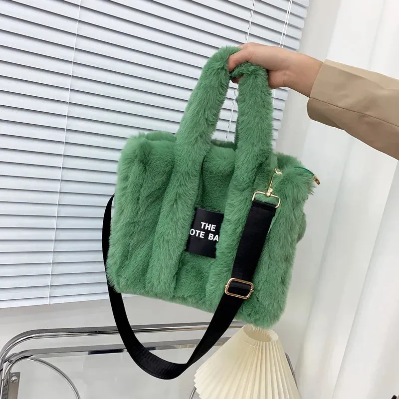 Plush Pink Faux Fur Tote Bag