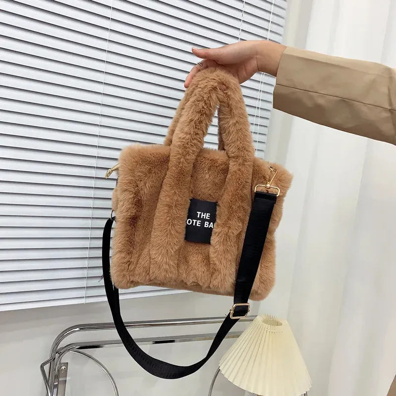 Plush Pink Faux Fur Tote Bag