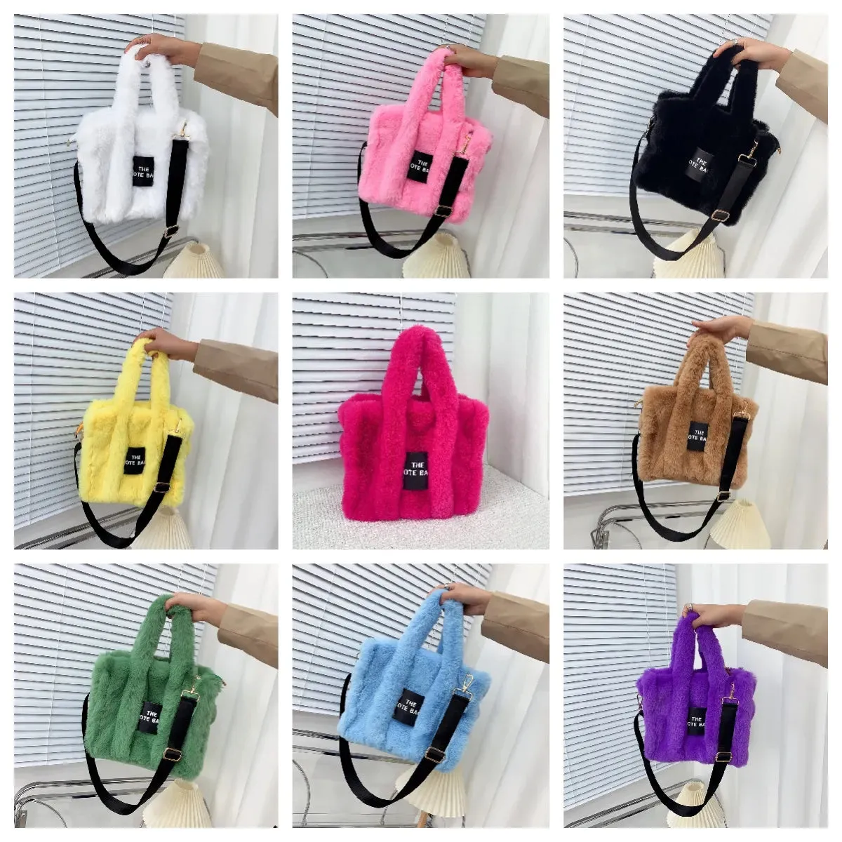 Plush Pink Faux Fur Tote Bag