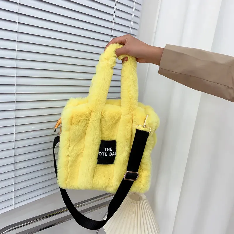 Plush Pink Faux Fur Tote Bag