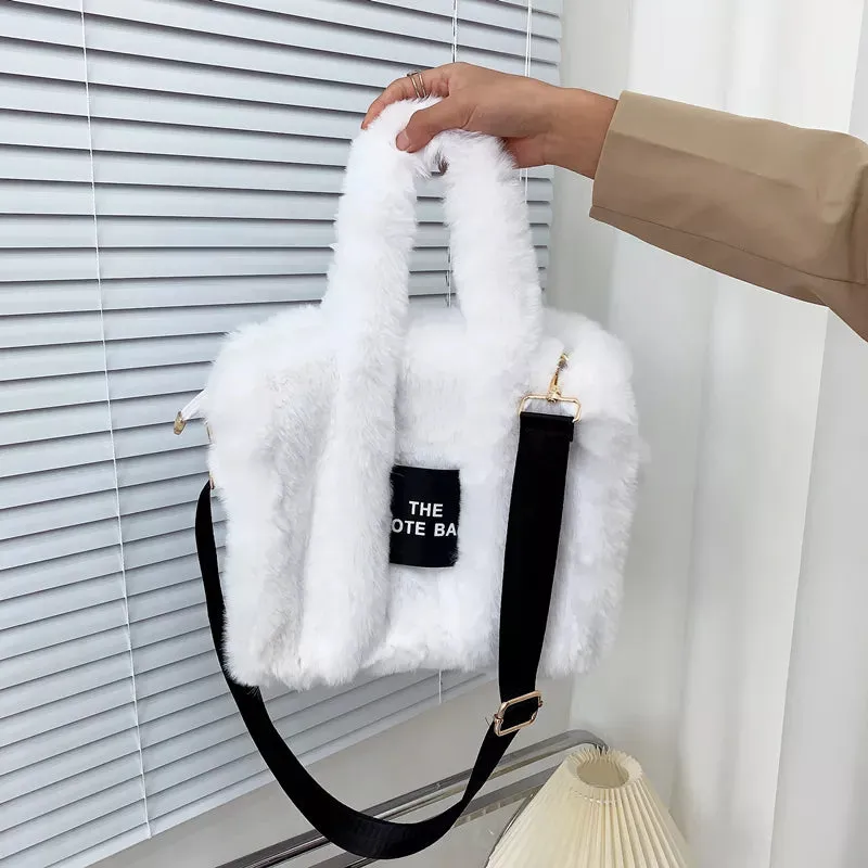 Plush Pink Faux Fur Tote Bag