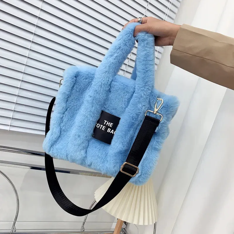 Plush Pink Faux Fur Tote Bag