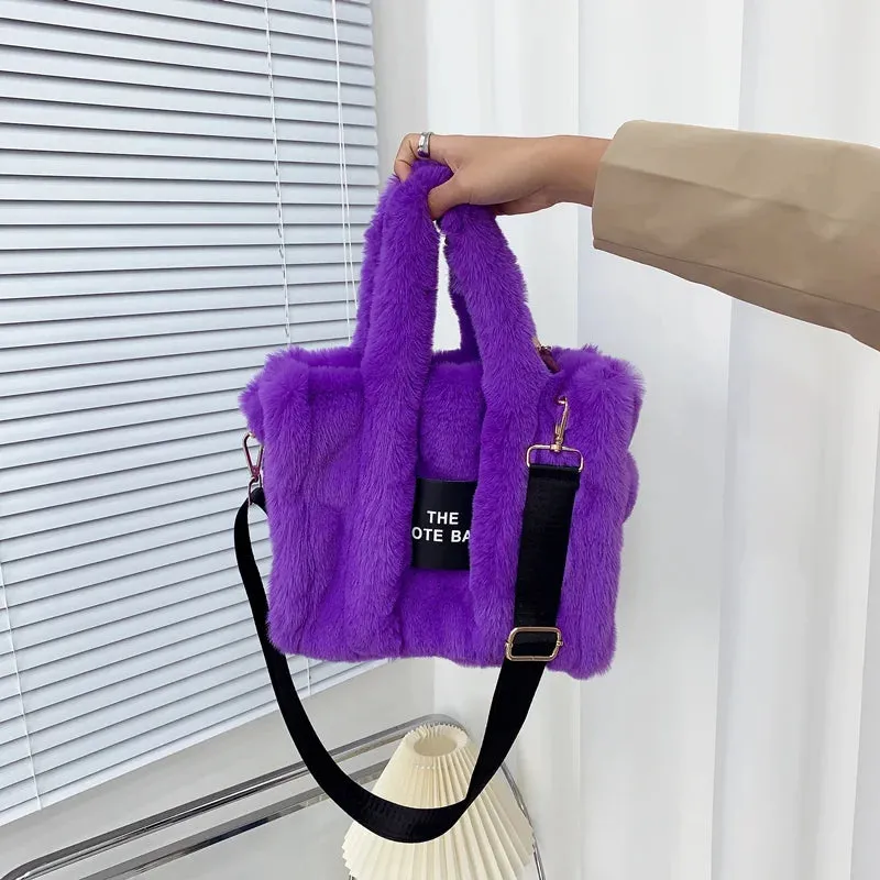 Plush Pink Faux Fur Tote Bag